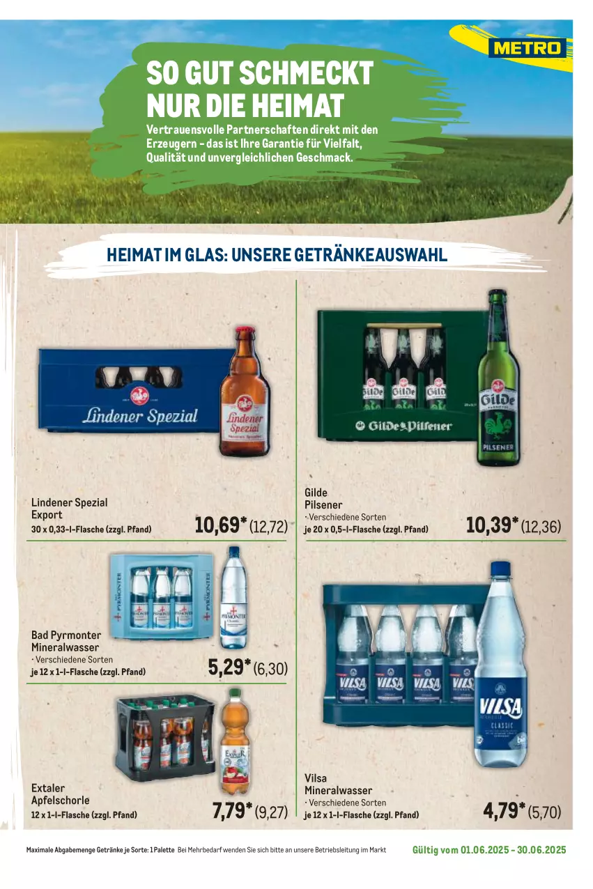 Aktueller Prospekt Metro - Regionaler Flyer - von 01.06 bis 30.06.2025 - strona 17 - produkty: Alwa, apfel, Apfelschorle, Bad, Extaler, flasche, getränk, getränke, mac, mineralwasser, monte, Palette, pils, pilsener, schorle, Spezi, Ti, vilsa, wasser