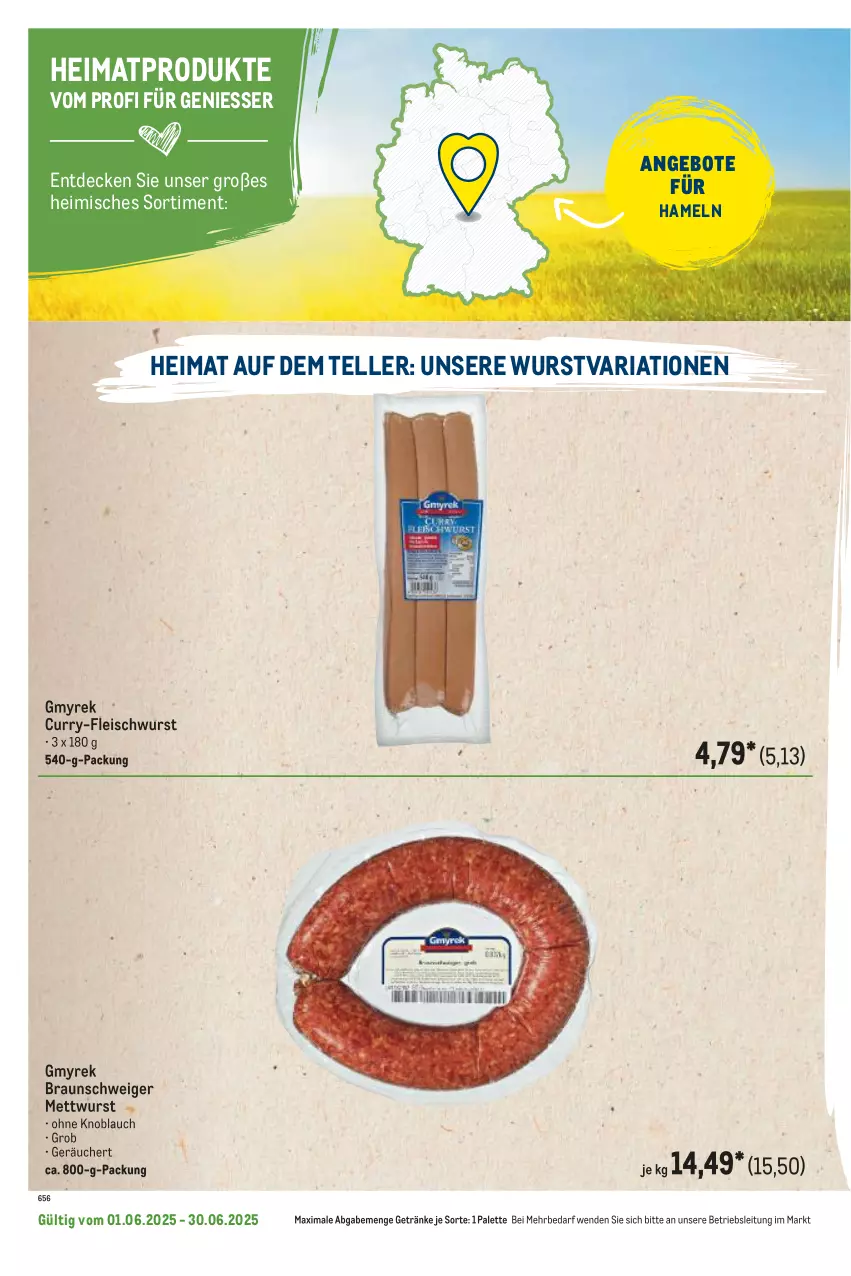 Aktueller Prospekt Metro - Regionaler Flyer - von 01.06 bis 30.06.2025 - strona 18 - produkty: angebot, angebote, braun, curry, decke, eis, elle, fleisch, fleischwurst, getränk, getränke, knoblauch, Mett, mettwurst, Palette, Ria, teller, Ti, wurst