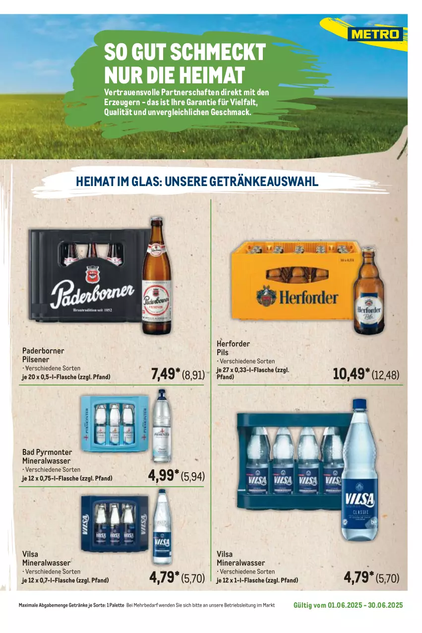 Aktueller Prospekt Metro - Regionaler Flyer - von 01.06 bis 30.06.2025 - strona 19 - produkty: Alwa, Bad, flasche, getränk, getränke, mac, mineralwasser, monte, Palette, pils, pilsener, Ti, vilsa, wasser