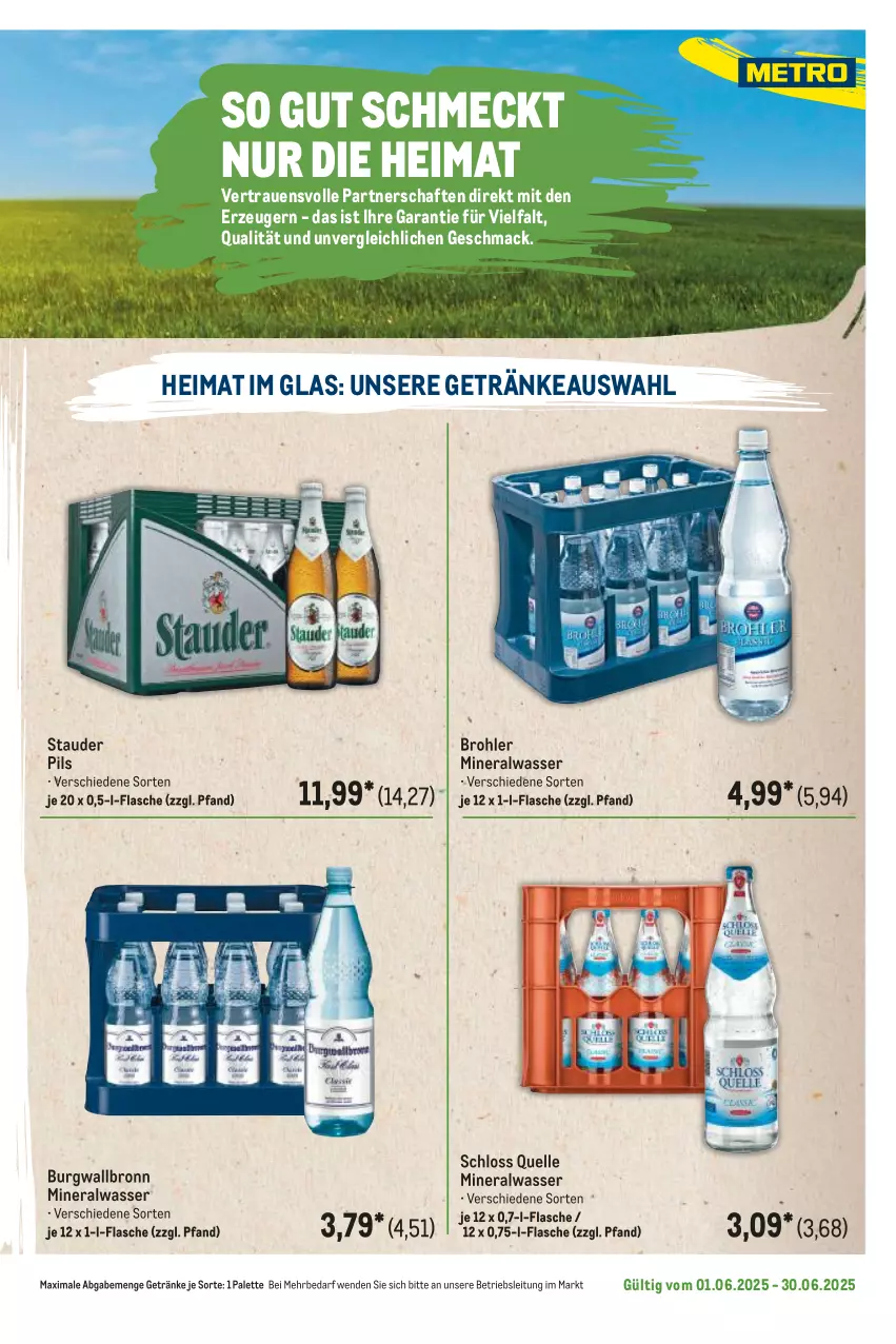 Aktueller Prospekt Metro - Regionaler Flyer - von 01.06 bis 30.06.2025 - strona 21 - produkty: Alwa, burgwallbronn, elle, flasche, getränk, getränke, mac, mineralwasser, Palette, pils, Ti, wasser