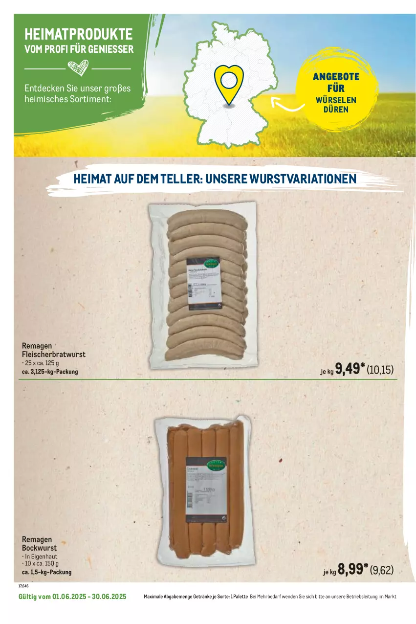 Aktueller Prospekt Metro - Regionaler Flyer - von 01.06 bis 30.06.2025 - strona 24 - produkty: angebot, angebote, bockwurst, bratwurst, decke, eis, elle, fleisch, getränk, getränke, Palette, Ria, teller, Ti, wurst