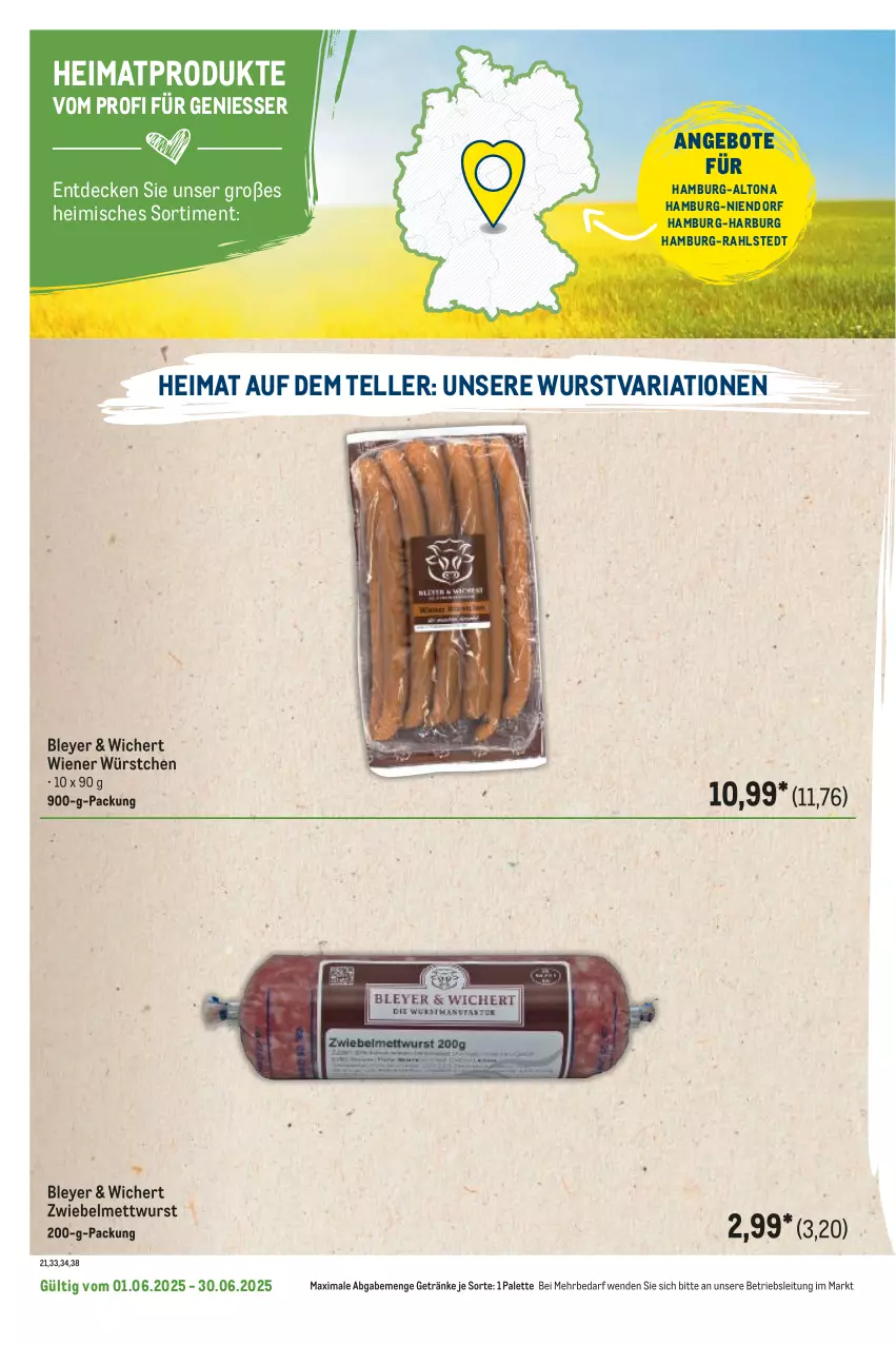 Aktueller Prospekt Metro - Regionaler Flyer - von 01.06 bis 30.06.2025 - strona 26 - produkty: angebot, angebote, bley, decke, elle, getränk, getränke, Mett, mettwurst, Palette, Ria, teller, Ti, wiener, wiener würstchen, wurst, würstchen, zwiebel, zwiebelmettwurst