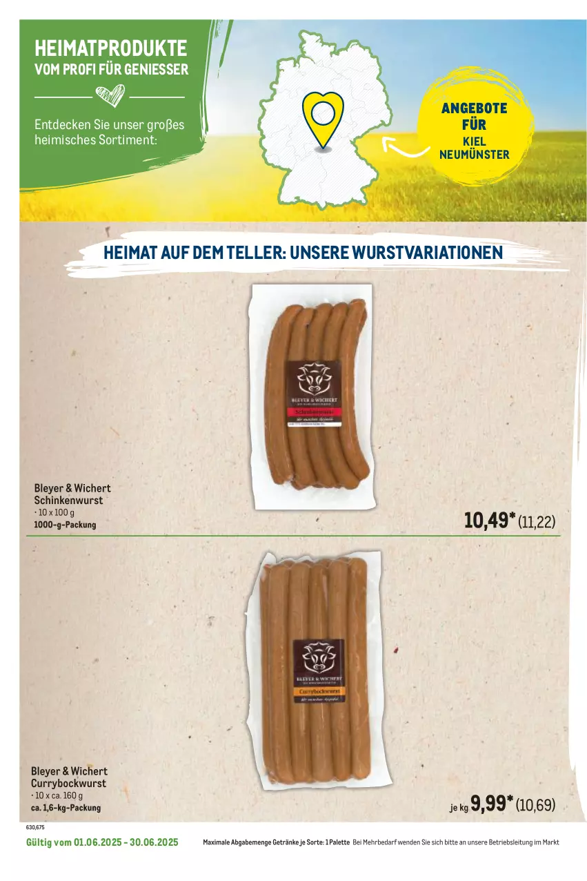 Aktueller Prospekt Metro - Regionaler Flyer - von 01.06 bis 30.06.2025 - strona 30 - produkty: angebot, angebote, bley, bockwurst, curry, decke, elle, getränk, getränke, Palette, Ria, schinken, schinkenwurst, teller, Ti, wurst