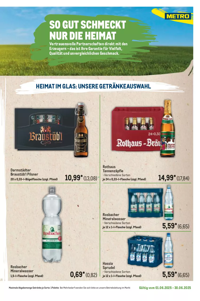 Aktueller Prospekt Metro - Regionaler Flyer - von 01.06 bis 30.06.2025 - strona 37 - produkty: Alwa, aust, bügel, bügelflasche, flasche, getränk, getränke, mac, mineralwasser, Palette, pils, pilsner, Sprudel, Ti, wasser