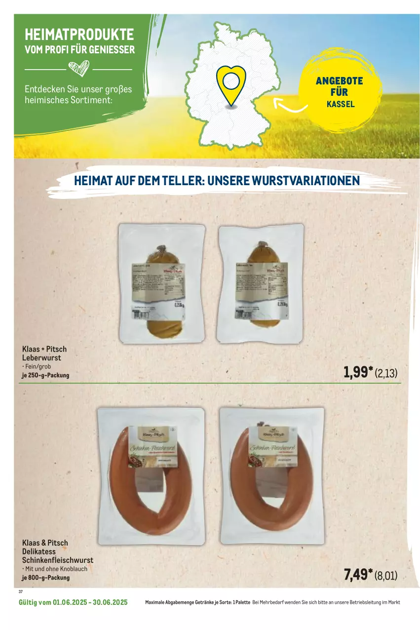 Aktueller Prospekt Metro - Regionaler Flyer - von 01.06 bis 30.06.2025 - strona 4 - produkty: angebot, angebote, decke, eis, elle, fleisch, fleischwurst, getränk, getränke, je 250-g-packung, knoblauch, leberwurst, Palette, Ria, schinken, schinkenfleischwurst, teller, Ti, wurst