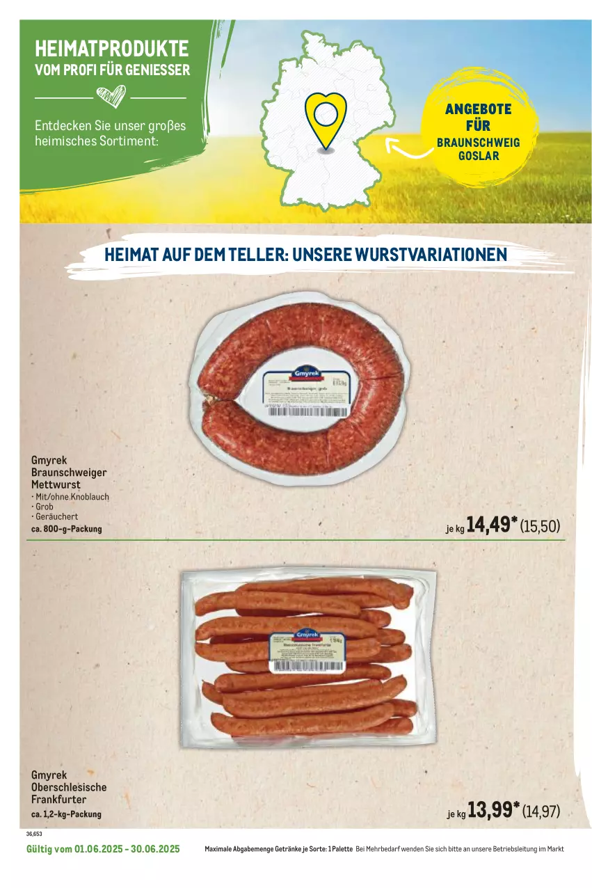 Aktueller Prospekt Metro - Regionaler Flyer - von 01.06 bis 30.06.2025 - strona 40 - produkty: angebot, angebote, braun, decke, elle, frankfurter, getränk, getränke, knoblauch, Mett, mettwurst, Palette, Ria, teller, Ti, wurst