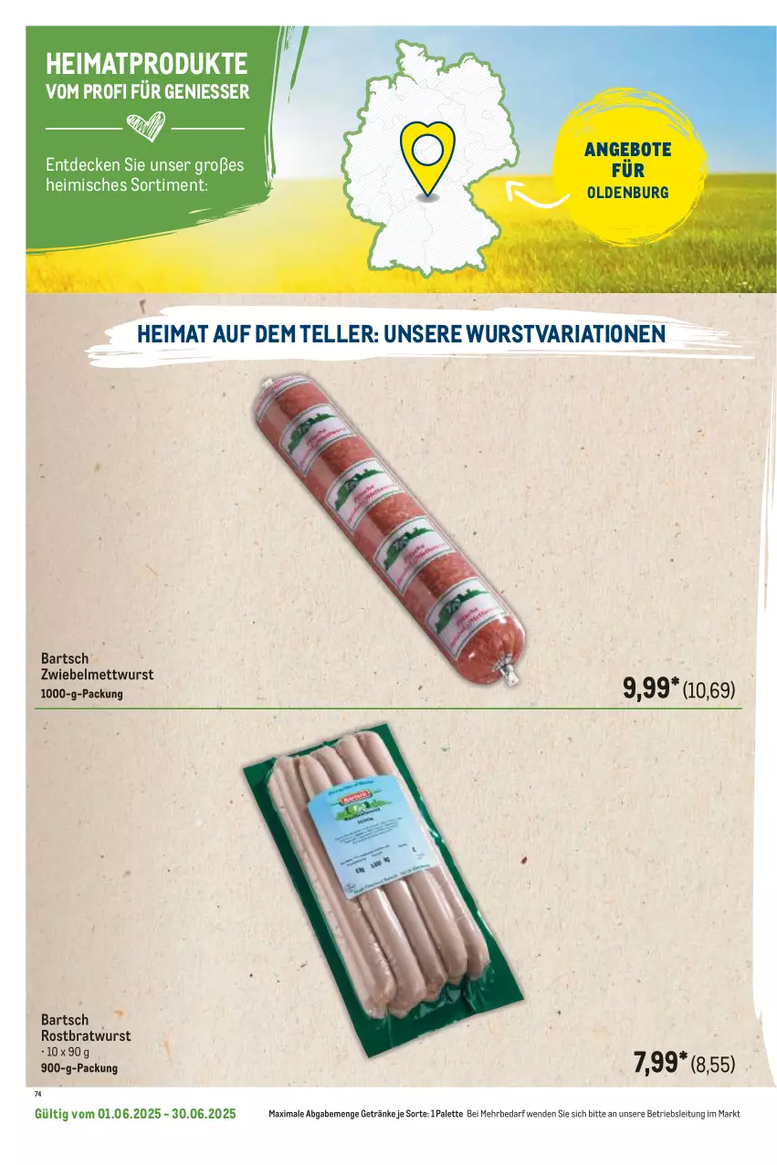 Aktueller Prospekt Metro - Regionaler Flyer - von 01.06 bis 30.06.2025 - strona 42 - produkty: angebot, angebote, bratwurst, decke, elle, getränk, getränke, Mett, mettwurst, Palette, Ria, rostbratwurst, teller, Ti, wurst, zwiebel, zwiebelmettwurst