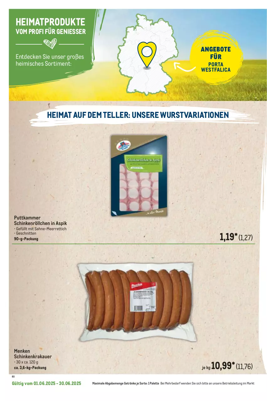 Aktueller Prospekt Metro - Regionaler Flyer - von 01.06 bis 30.06.2025 - strona 44 - produkty: angebot, angebote, auer, decke, elle, getränk, getränke, krakauer, meerrettich, Palette, Rettich, Ria, sahne, schinken, schinkenkrakauer, schnitten, teller, Ti, wurst