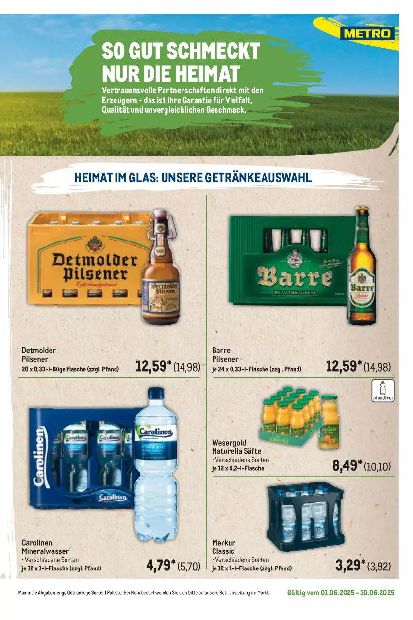 Aktueller Prospekt Metro - Regionaler Flyer - von 01.06 bis 30.06.2025 - strona 45 - produkty: Alwa, bügel, bügelflasche, flasche, getränk, getränke, mac, mineralwasser, natur, Naturella, Palette, pils, pilsener, rel, säfte, Ti, wasser