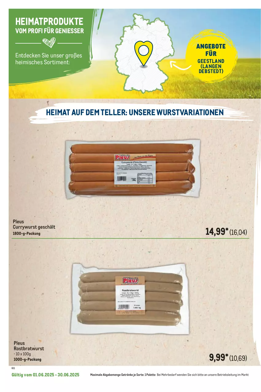 Aktueller Prospekt Metro - Regionaler Flyer - von 01.06 bis 30.06.2025 - strona 46 - produkty: angebot, angebote, bratwurst, curry, currywurst, decke, elle, getränk, getränke, Palette, Ria, rostbratwurst, teller, Ti, wurst