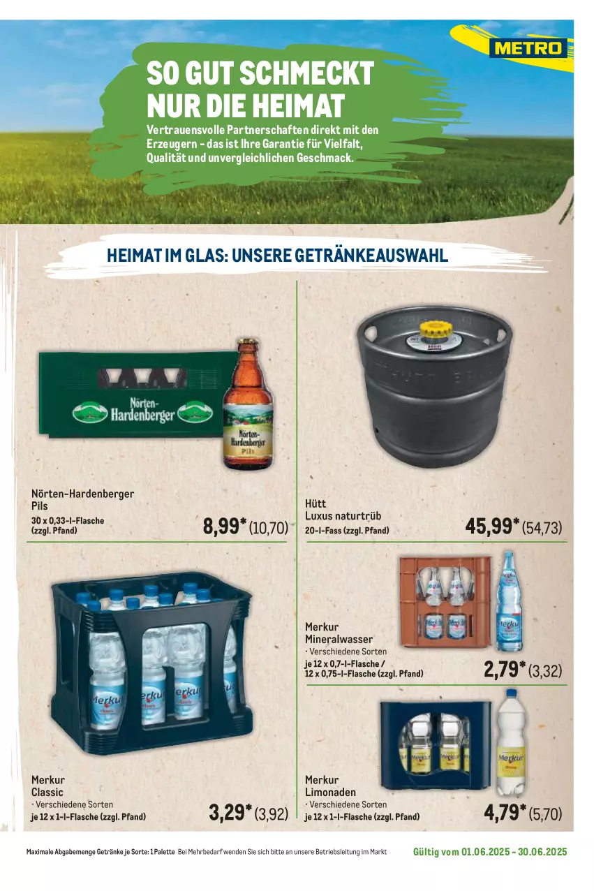 Aktueller Prospekt Metro - Regionaler Flyer - von 01.06 bis 30.06.2025 - strona 5 - produkty: Alwa, Berger, flasche, getränk, getränke, limo, limonade, limonaden, mac, mineralwasser, natur, Palette, pils, Ti, wasser