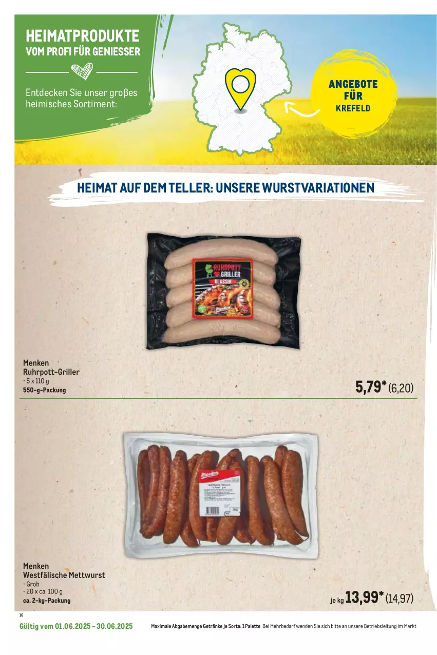 Aktueller Prospekt Metro - Regionaler Flyer - von 01.06 bis 30.06.2025 - strona 50 - produkty: angebot, angebote, decke, elle, getränk, getränke, grill, Mett, mettwurst, Palette, Ria, teller, Ti, uhr, wurst