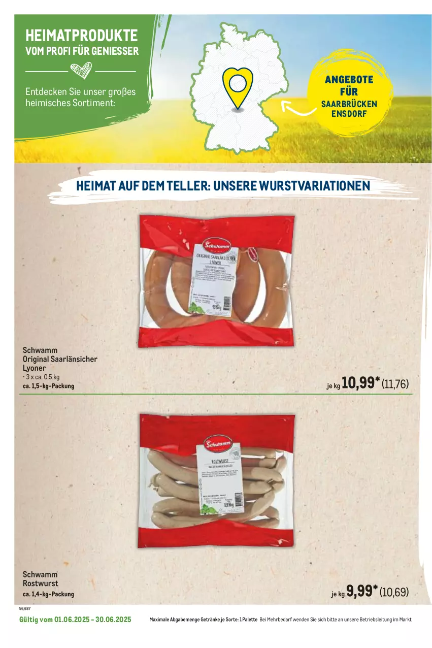 Aktueller Prospekt Metro - Regionaler Flyer - von 01.06 bis 30.06.2025 - strona 6 - produkty: angebot, angebote, decke, elle, getränk, getränke, gin, lyoner, Palette, Ria, schwamm, teller, Ti, wurst, Yo