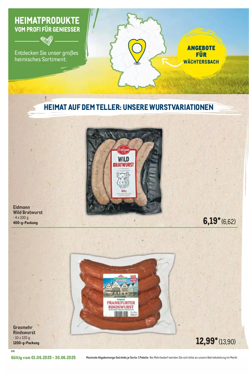 Aktueller Prospekt Metro - Regionaler Flyer - von 01.06 bis 30.06.2025 - strona 60 - produkty: angebot, angebote, bratwurst, decke, elle, getränk, getränke, Palette, Ria, rind, teller, Ti, Wild, wurst