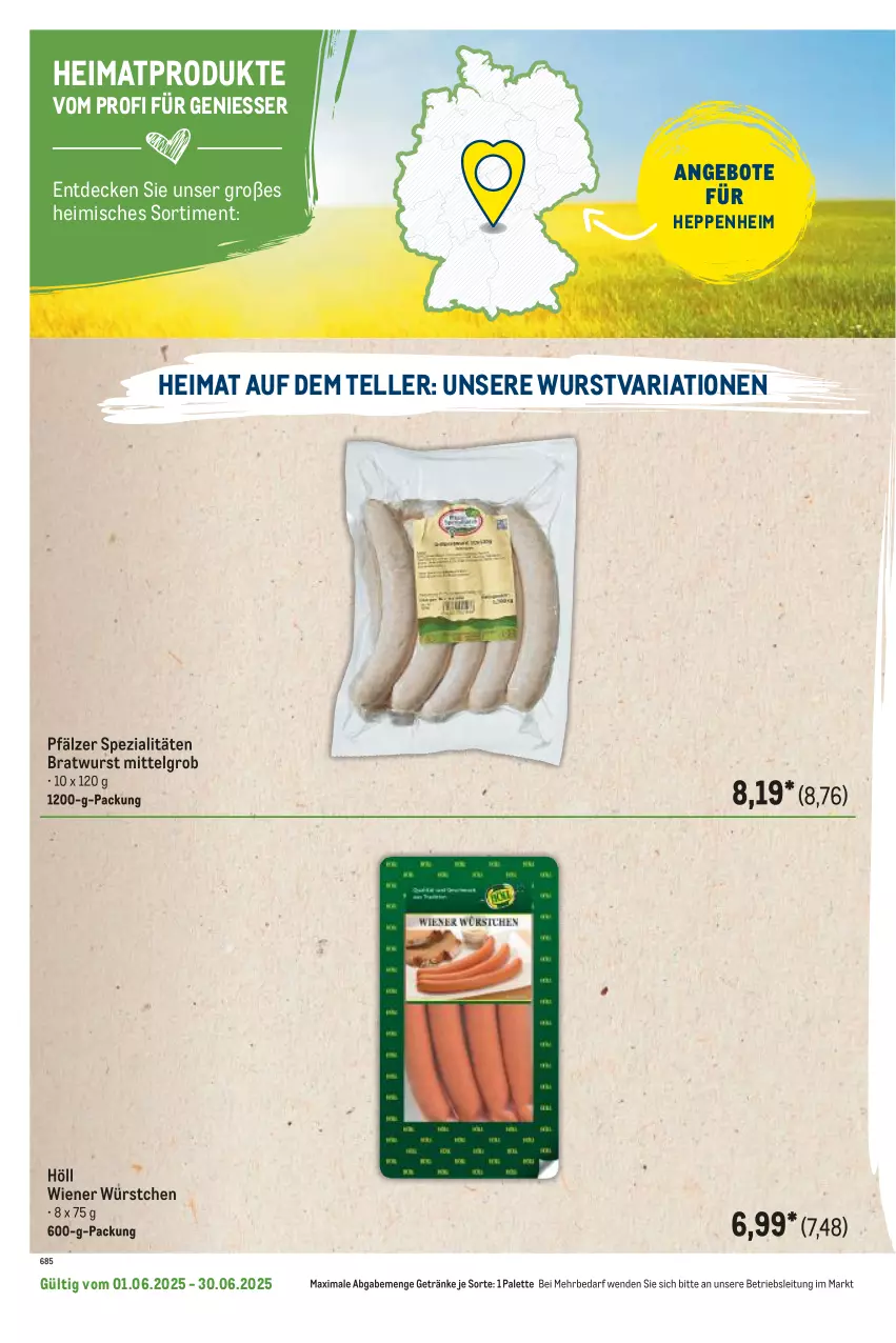 Aktueller Prospekt Metro - Regionaler Flyer - von 01.06 bis 30.06.2025 - strona 62 - produkty: angebot, angebote, bratwurst, decke, elle, getränk, getränke, LG, Palette, Ria, Spezi, teller, Ti, wiener, wiener würstchen, wurst, würstchen
