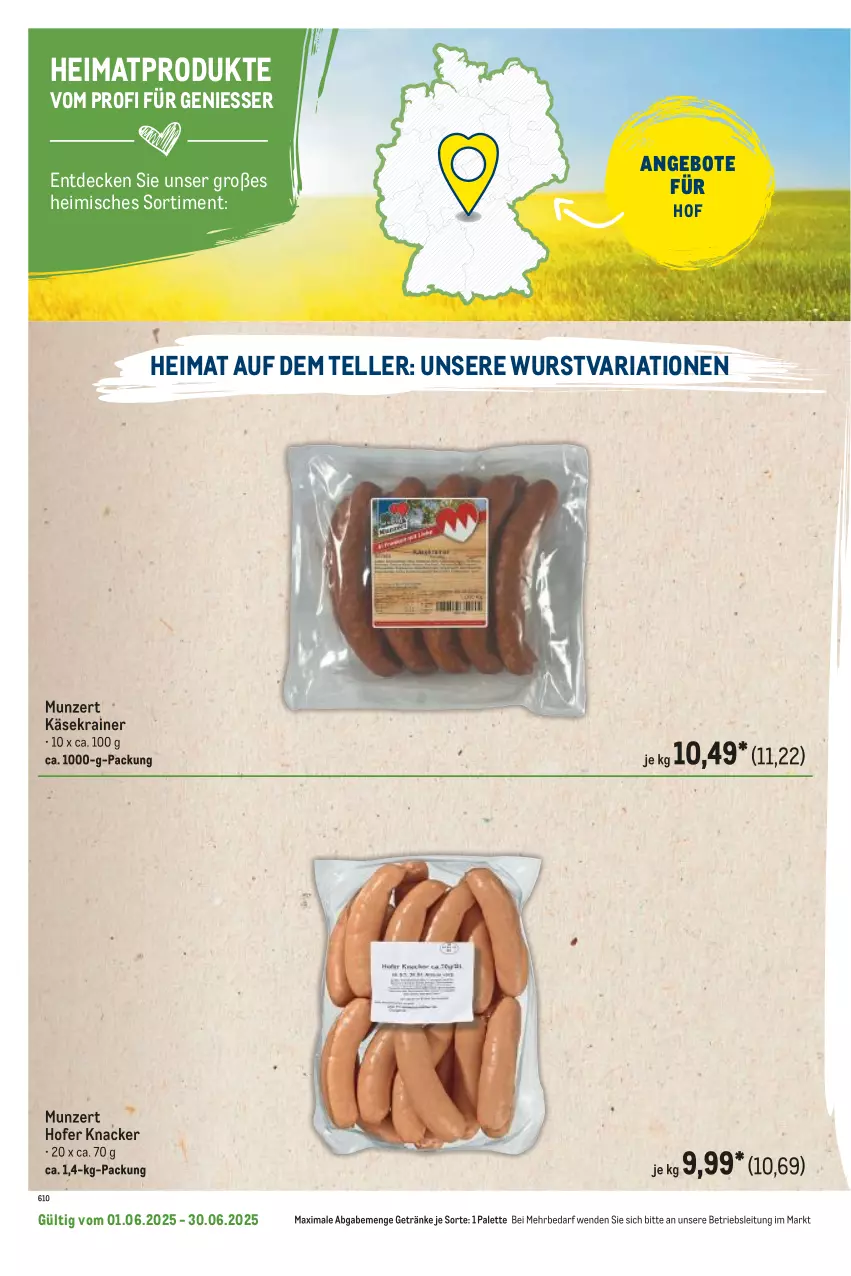 Aktueller Prospekt Metro - Regionaler Flyer - von 01.06 bis 30.06.2025 - strona 66 - produkty: angebot, angebote, decke, elle, getränk, getränke, Käse, Käsekrainer, knacker, Palette, Ria, teller, Ti, wurst