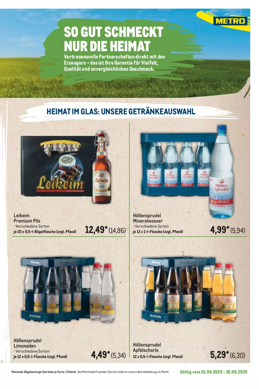 Aktueller Prospekt Metro - Regionaler Flyer - von 01.06 bis 30.06.2025 - strona 67 - produkty: Alwa, apfel, Apfelschorle, bügel, bügelflasche, flasche, getränk, getränke, limo, limonade, limonaden, mac, mineralwasser, Palette, pils, premium pils, schorle, Sprudel, Ti, wasser