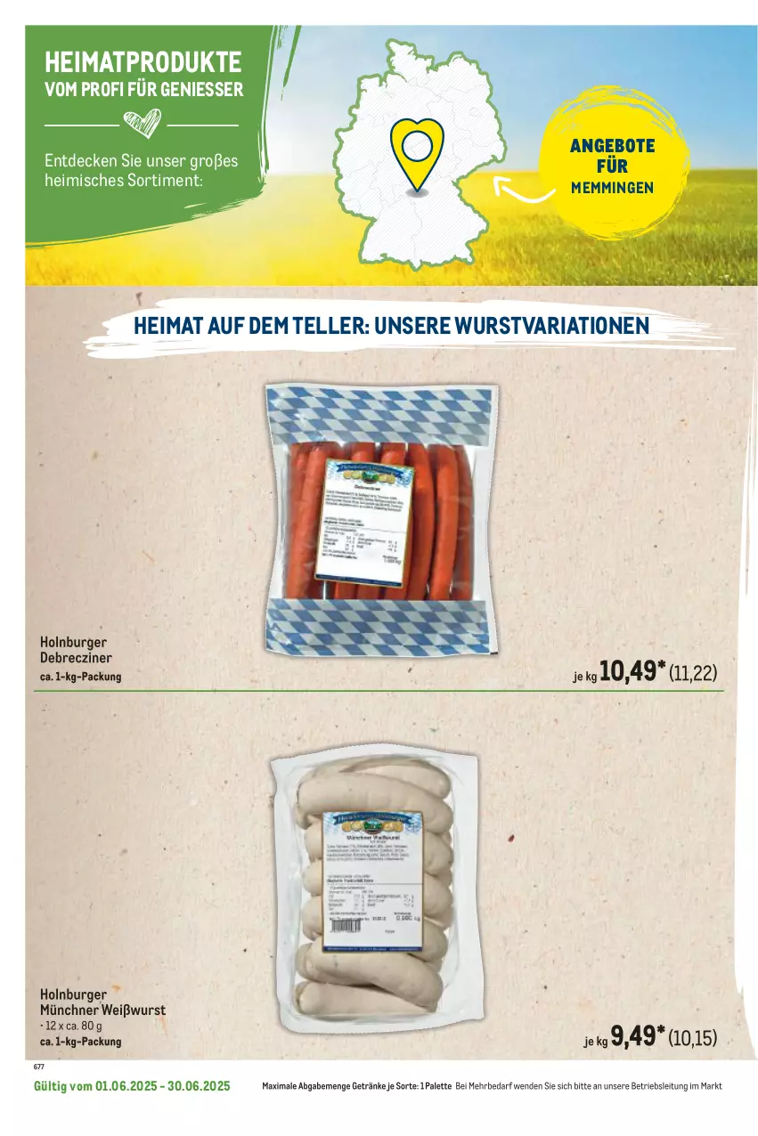 Aktueller Prospekt Metro - Regionaler Flyer - von 01.06 bis 30.06.2025 - strona 68 - produkty: angebot, angebote, burger, debrecziner, decke, elle, emmi, getränk, getränke, Palette, Ria, teller, Ti, Weißwurst, wurst