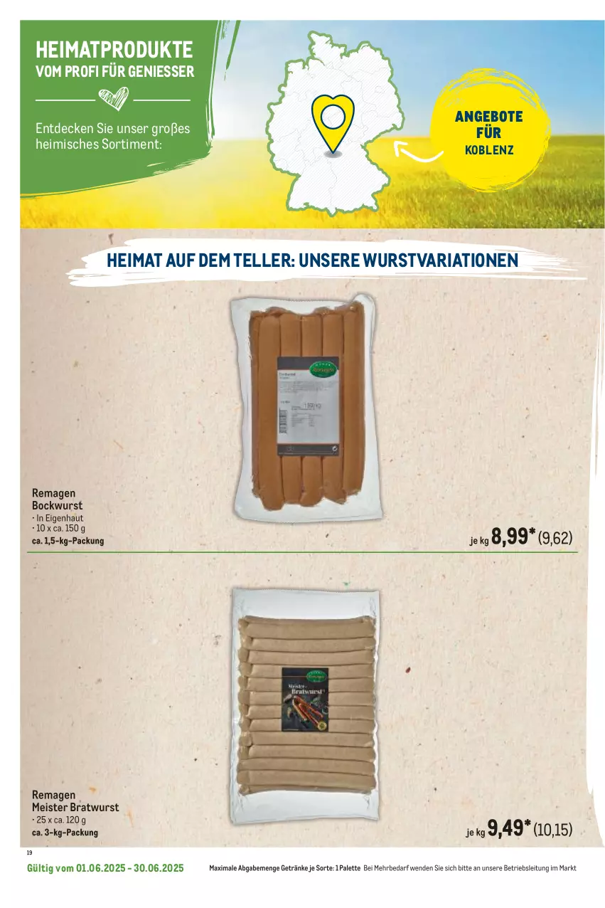 Aktueller Prospekt Metro - Regionaler Flyer - von 01.06 bis 30.06.2025 - strona 72 - produkty: angebot, angebote, bockwurst, bratwurst, decke, eis, elle, getränk, getränke, Meister, Palette, Ria, teller, Ti, wurst