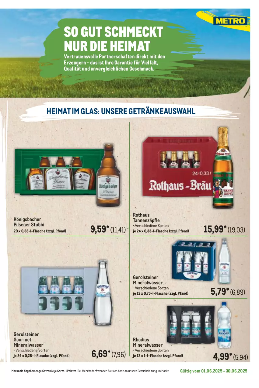 Aktueller Prospekt Metro - Regionaler Flyer - von 01.06 bis 30.06.2025 - strona 73 - produkty: Alwa, flasche, gerolsteine, gerolsteiner, getränk, getränke, mac, mineralwasser, Palette, pils, pilsener, steiner, Ti, wasser