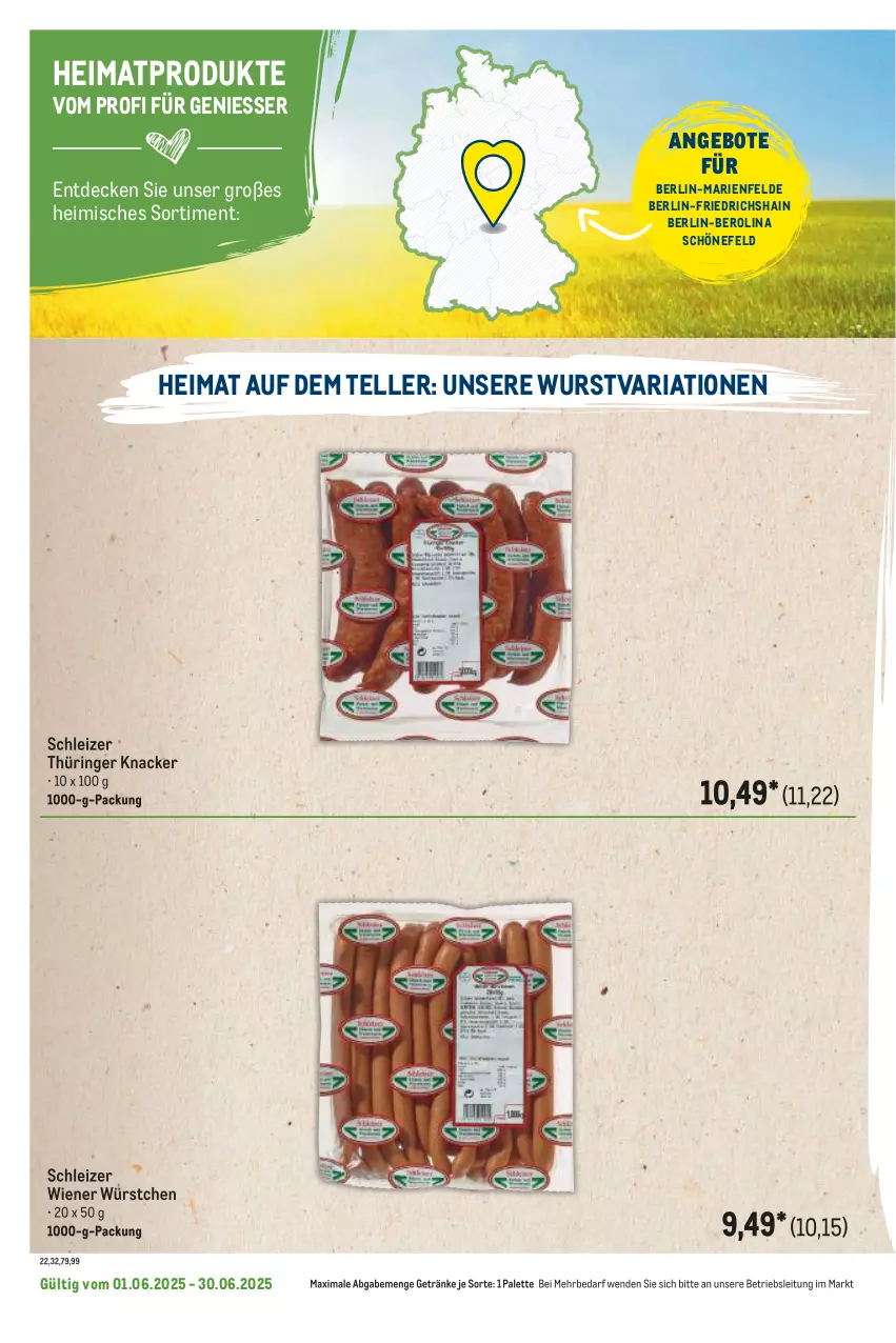Aktueller Prospekt Metro - Regionaler Flyer - von 01.06 bis 30.06.2025 - strona 74 - produkty: angebot, angebote, decke, elle, getränk, getränke, knacker, Palette, Ria, ring, teller, Ti, wiener, wiener würstchen, wurst, würstchen