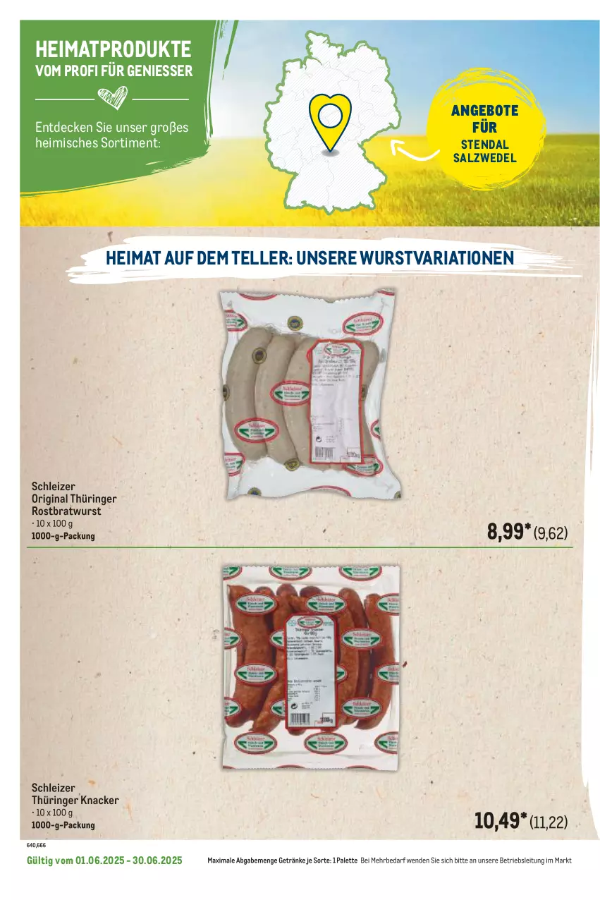 Aktueller Prospekt Metro - Regionaler Flyer - von 01.06 bis 30.06.2025 - strona 78 - produkty: angebot, angebote, bratwurst, decke, elle, getränk, getränke, gin, knacker, original thüringer, Palette, Ria, ring, rostbratwurst, salz, teller, thüringer rostbratwurst, Ti, wedel, wurst