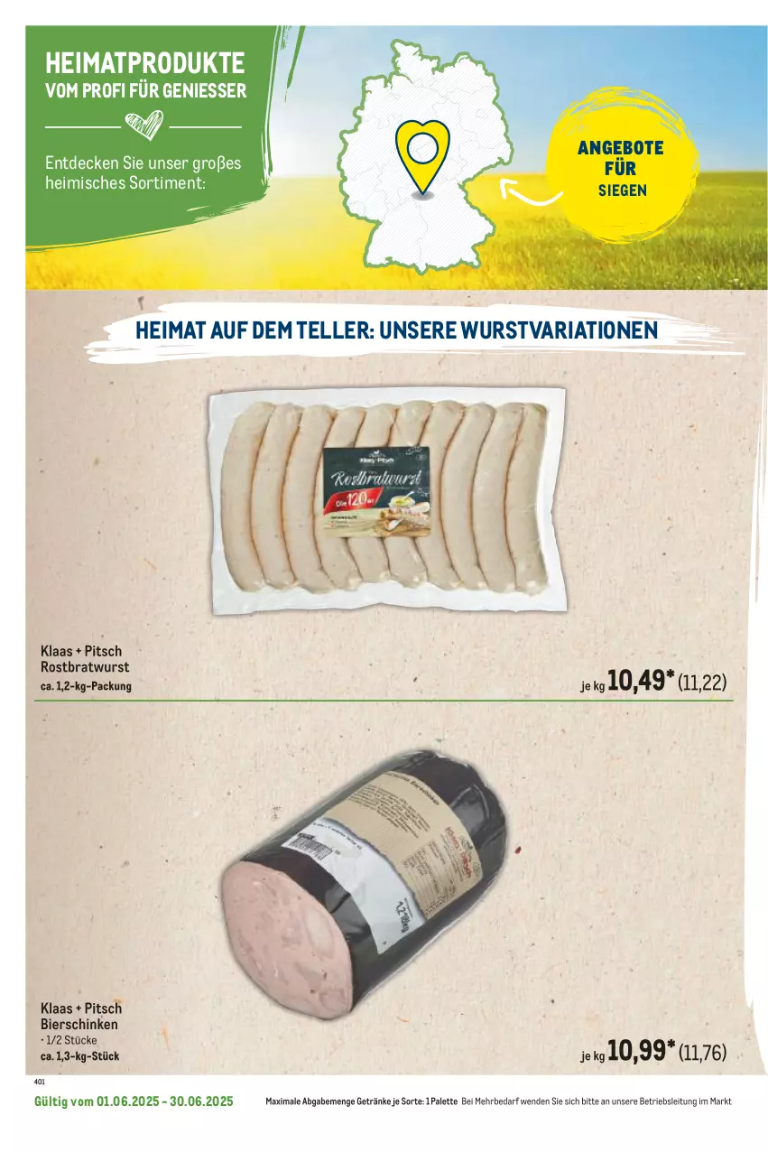 Aktueller Prospekt Metro - Regionaler Flyer - von 01.06 bis 30.06.2025 - strona 8 - produkty: angebot, angebote, bier, bierschinken, bratwurst, decke, elle, getränk, getränke, Palette, Ria, rostbratwurst, schinken, teller, Ti, wurst