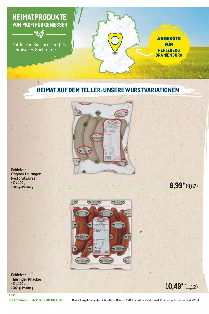 Aktueller Prospekt Metro - Regionaler Flyer - von 01.06 bis 30.06.2025 - strona 80 - produkty: angebot, angebote, bratwurst, decke, elle, getränk, getränke, gin, knacker, original thüringer, Palette, Ria, ring, rostbratwurst, teller, thüringer rostbratwurst, Ti, wurst