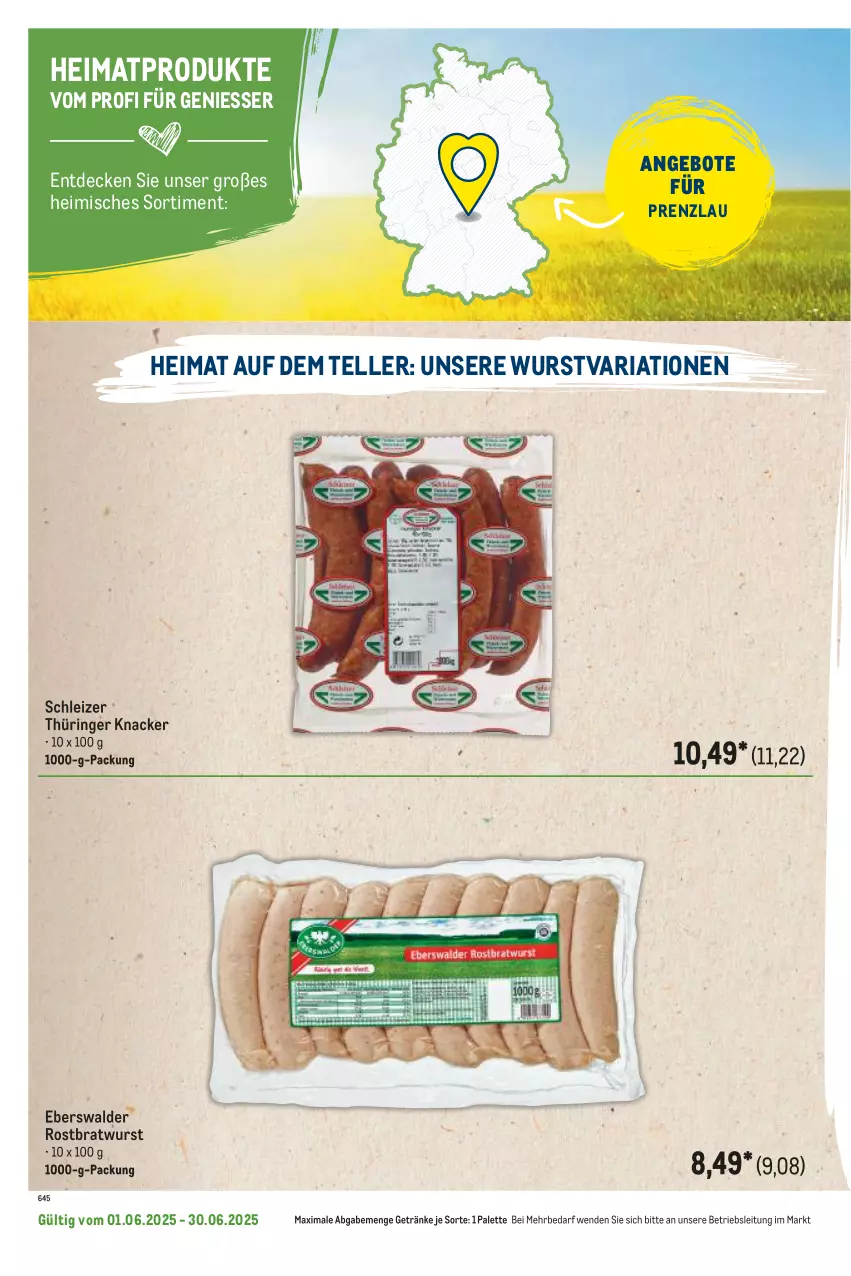 Aktueller Prospekt Metro - Regionaler Flyer - von 01.06 bis 30.06.2025 - strona 82 - produkty: angebot, angebote, bratwurst, decke, elle, getränk, getränke, knacker, Palette, Ria, ring, rostbratwurst, teller, Ti, wurst