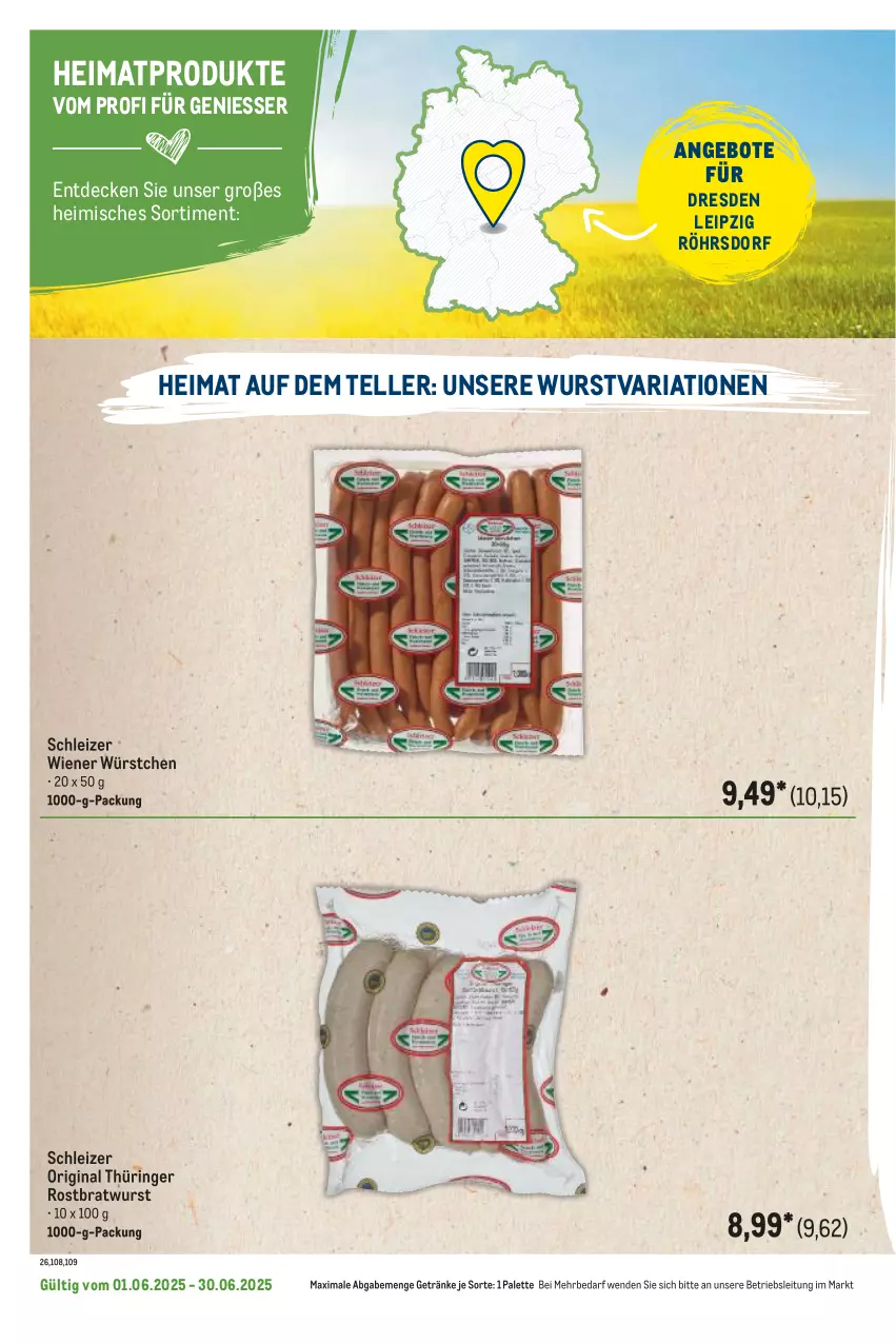 Aktueller Prospekt Metro - Regionaler Flyer - von 01.06 bis 30.06.2025 - strona 84 - produkty: angebot, angebote, bratwurst, decke, elle, getränk, getränke, gin, original thüringer, Palette, Ria, ring, rostbratwurst, teller, thüringer rostbratwurst, Ti, wiener, wiener würstchen, wurst, würstchen