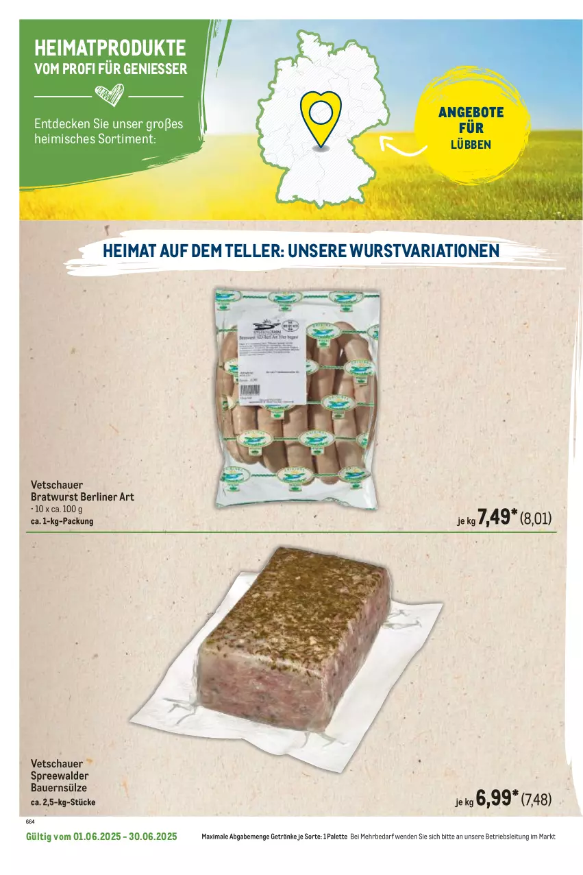 Aktueller Prospekt Metro - Regionaler Flyer - von 01.06 bis 30.06.2025 - strona 92 - produkty: angebot, angebote, auer, Bau, Bauer, berliner, bratwurst, decke, elle, getränk, getränke, Palette, Ria, teller, Ti, wurst
