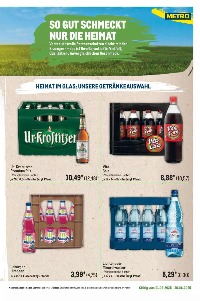Aktueller Prospekt Metro - Regionaler Flyer - von 01.06 bis 30.06.2025 - strona 93 - produkty: Alwa, auer, burger, cola, flasche, getränk, getränke, himbeer, lichtenauer, mac, mineralwasser, Palette, pils, premium pils, Ti, vita, Vita C, wasser