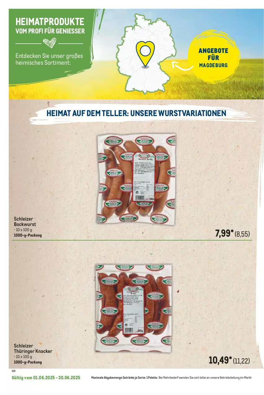 Aktueller Prospekt Metro - Regionaler Flyer - von 01.06 bis 30.06.2025 - strona 96 - produkty: angebot, angebote, bockwurst, decke, elle, getränk, getränke, knacker, Palette, Ria, ring, teller, Ti, wurst