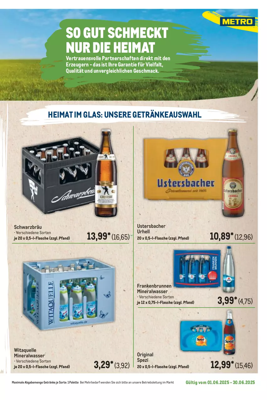 Aktueller Prospekt Metro - Regionaler Flyer - von 01.06 bis 30.06.2025 - strona 99 - produkty: Alwa, brunnen, elle, flasche, getränk, getränke, gin, mac, mineralwasser, Palette, Spezi, Ti, wasser