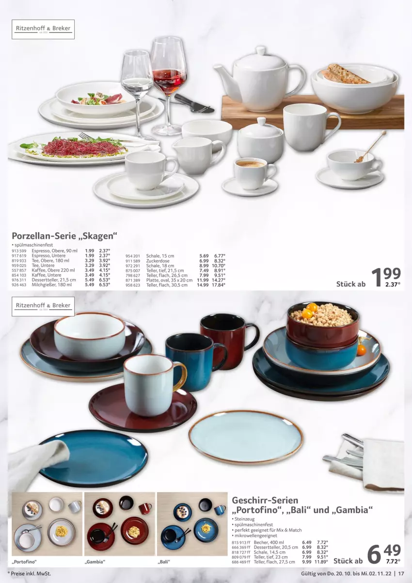 Aktueller Prospekt Selgros - Gastronomie - von 20.10 bis 02.11.2022 - strona 17 - produkty: ambia, Becher, dessert, Dessertteller, eis, elle, espresso, geschirr, kaffee, latte, mikrowelle, milch, reis, Schal, Schale, spülmaschinen, tee, teller, Ti, zucker