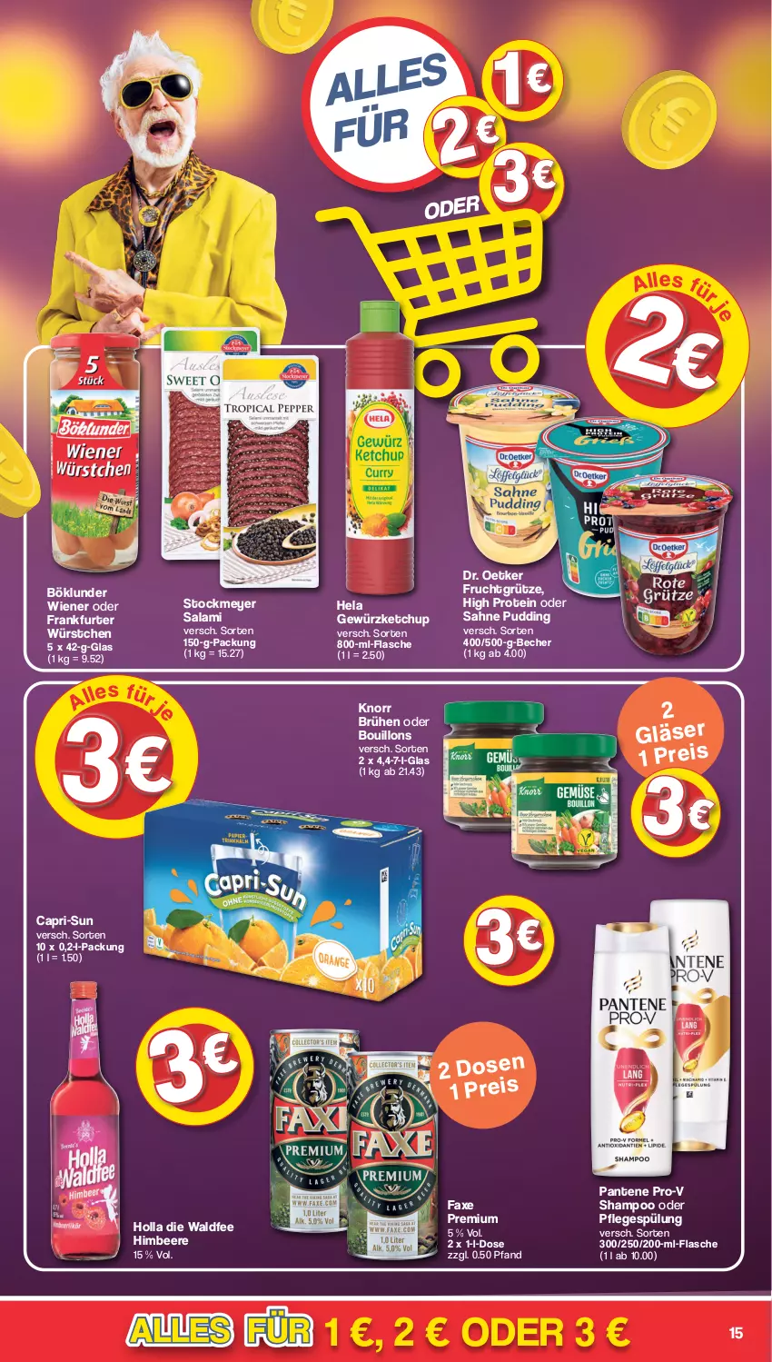 Aktueller Prospekt Famila - Prospekte - von 08.01 bis 13.01.2024 - strona 15 - produkty: axe, Becher, beere, böklunder, Brühe, Cap, capri-sun, Dr. Oetker, eis, flasche, frankfurter, frucht, fruchtgrütze, gewürz, gewürzketchup, grütze, Hela, himbeer, himbeere, ketchup, knorr, pantene, pantene pro-v, Pflegespülung, pro-v, pudding, reis, sahne, salami, shampoo, spülung, stockmeyer, wiener, würstchen