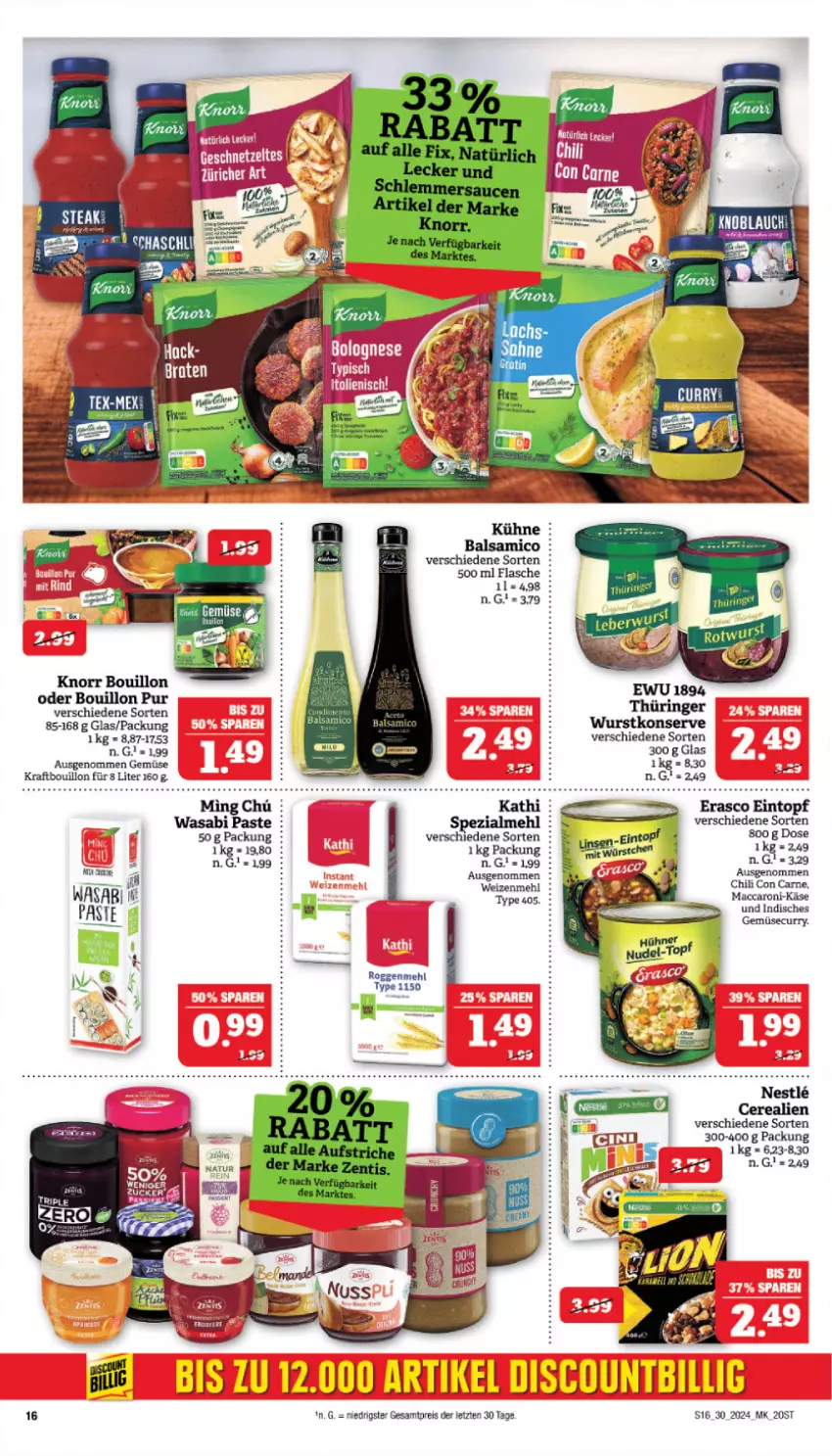 Aktueller Prospekt Marktkauf - Prospekt - von 21.07 bis 27.07.2024 - strona 16 - produkty: ACC, cerealien, chili, curry, eintopf, eis, erasco, flasche, Käse, knorr, kraft, mac, mehl, reis, Ti, topf, type 405, wasa, weizenmehl, ZTE