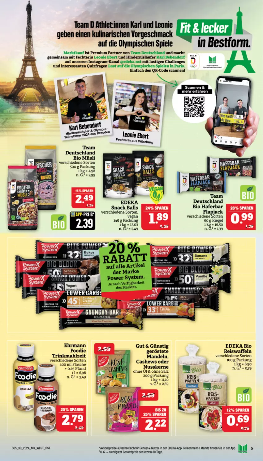 Aktueller Prospekt Marktkauf - Prospekt - von 21.07 bis 27.07.2024 - strona 5 - produkty: aktionspreis, ball, Bebe, bio, Cashew, deka, edeka bio, ehrmann, eis, eiswaffeln, Läufer, Lusti, mac, mandel, mandeln, nuss, reis, Reiswaffeln, riegel, salz, SANTE, schoko, snack, Spiele, Ti, waffeln, ZTE