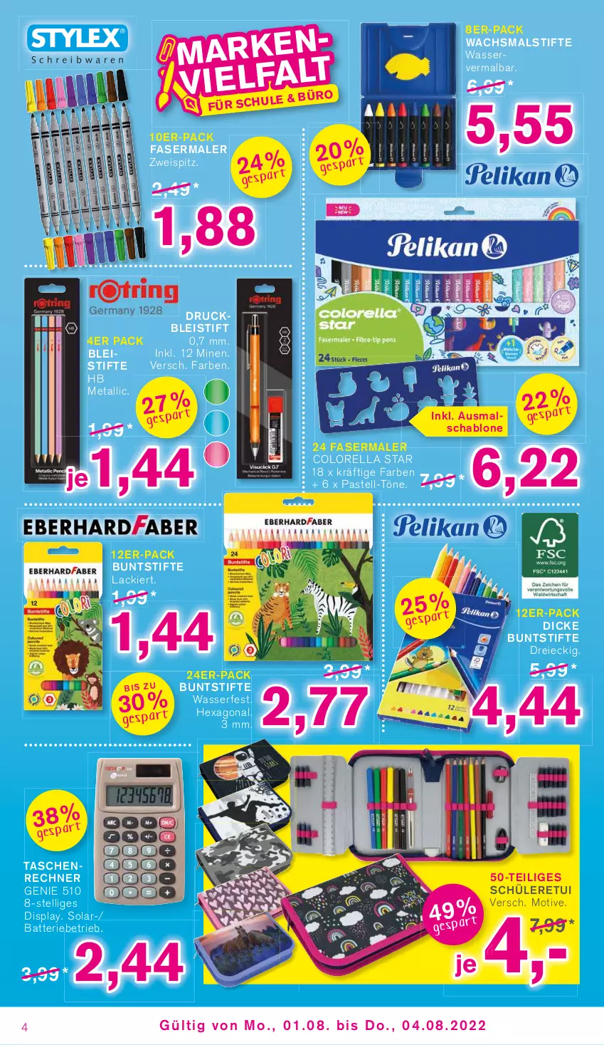 Aktueller Prospekt Kodi - Prospekte - von 30.07 bis 04.08.2022 - strona 4 - produkty: batterie, Bleistift, buntstifte, eis, fasermaler, lack, rel, stifte, Tasche, taschen, Ti, wasser