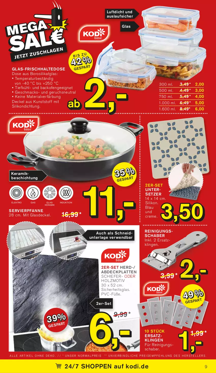 Aktueller Prospekt Kodi - Prospekte - von 30.07 bis 04.08.2022 - strona 9 - produkty: backofen, creme, decke, Deckel, eis, elle, Glasdeckel, Holz, latte, mac, Ofen, pfanne, Reinigung, reis, Ria, rwe, teller, Ti, Untersetzer