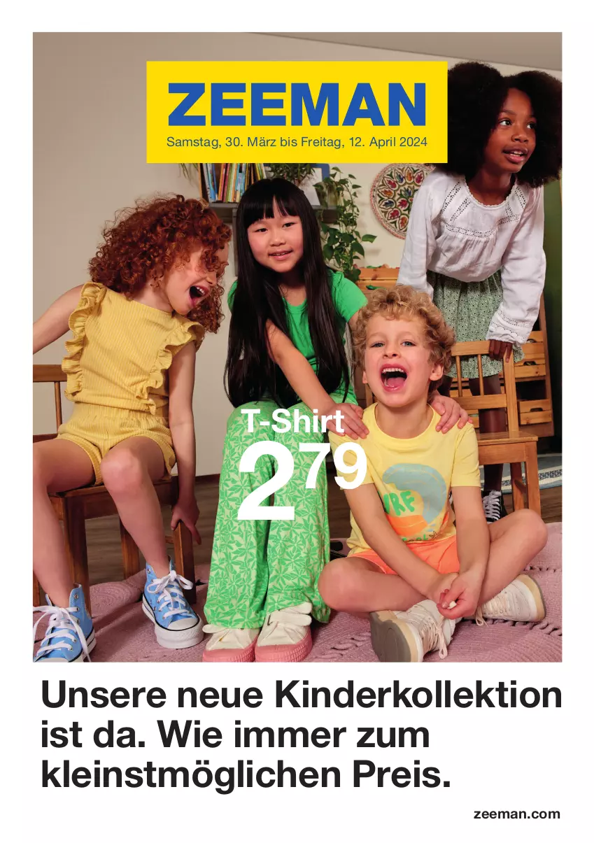 Aktueller Prospekt Zeeman - Prospekte - von 30.03 bis 12.04.2024 - strona 1 - produkty: eis, Kinder, pril, reis, shirt, T-Shirt, Ti