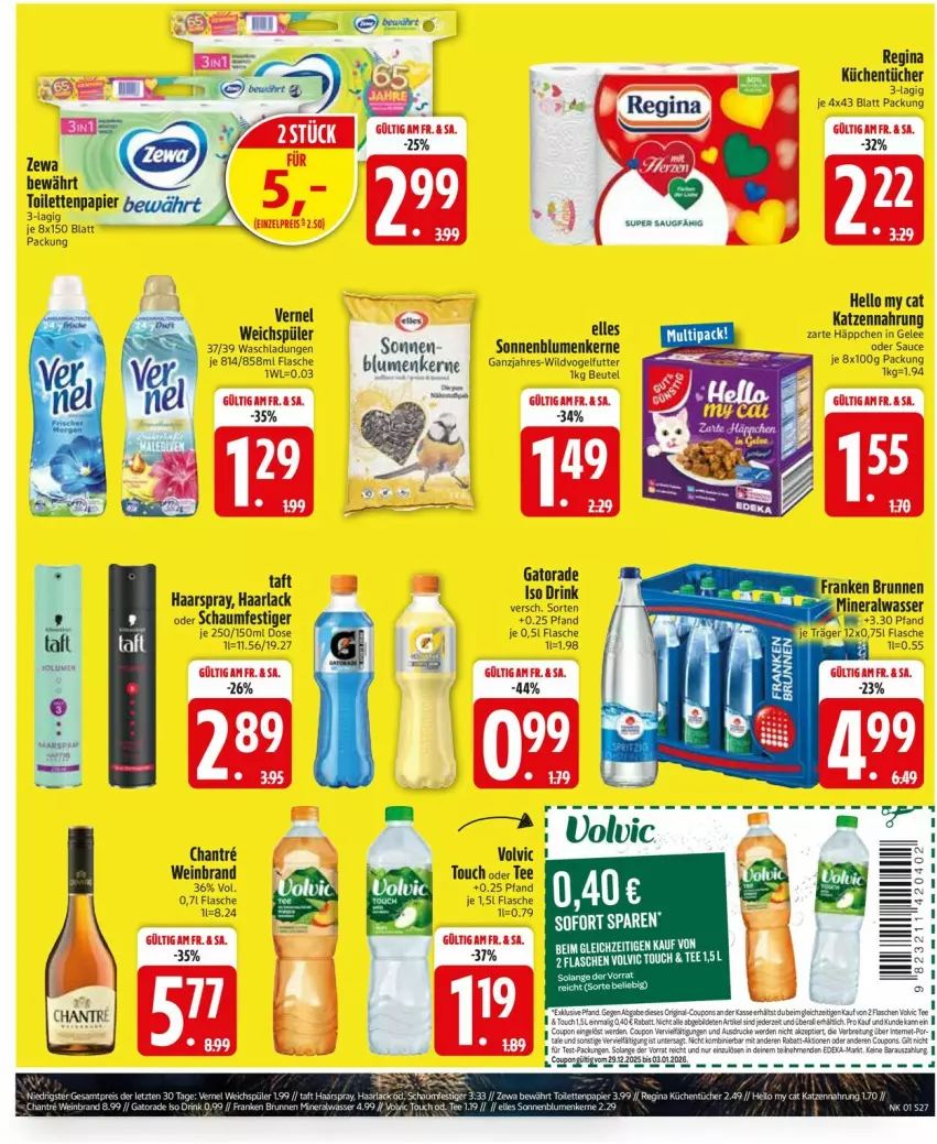 Aktueller Prospekt Edeka - Prospekte - von 29.12.2026 bis 03.01.2027 - strona 29 - produkty: arla, beutel, blume, blumen, coupon, coupons, drink, elle, erde, flasche, gelee, Haarlack, haarspray, katzennahrung, küche, Küchen, küchentücher, lack, oder schaumfestiger, papier, sauce, schaumfestiger, sonnenblume, sonnenblumen, Sonnenblumenkerne, Taft, tee, Ti, toilettenpapier, tücher, vernel, Vogelfutter, volvic, weichspüler, wein, weinbrand, Wild