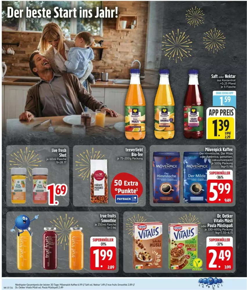 Aktueller Prospekt Edeka - Prospekte - von 29.12.2026 bis 03.01.2027 - strona 8 - produkty: eis, flasche, kaffee, mövenpick, mövenpick kaffee, müsli, Nektar, Paula, reis, saft, smoothie, Ti, true fruits, vita, vitalis, vitalis müsli, ZTE