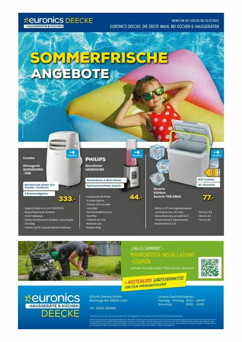 Aktueller Prospekt Euronics - Prospekte - von 14.06 bis 20.06.2023 - strona 1 - produkty: ente, klimagerät, kühlbox, Mixer, Philips, Ria, severin, standmixer, tee, Ti