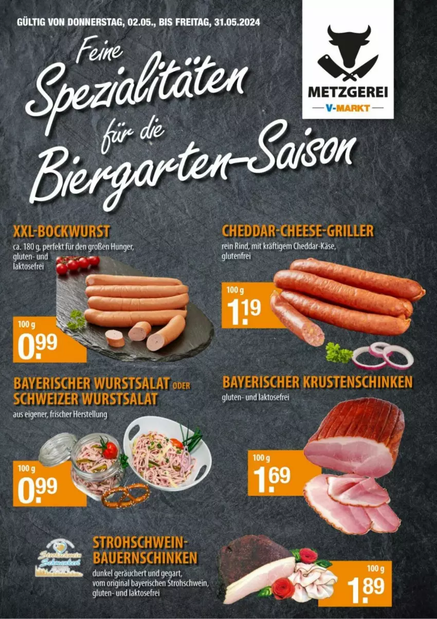 Aktueller Prospekt Vmarkt - Prospekte - von 15.05 bis 29.05.2024 - strona 2 - produkty: auer, Bau, Bauer, Bauernschinken, bockwurst, cheddar, Käse, salat, schinken, schwein, tee, Ti, wein, wurst