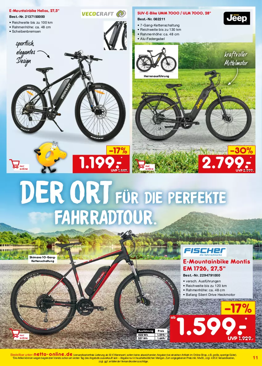 Aktueller Prospekt Netto Marken-Discount - Online-Angebote August - von 01.08 bis 31.08.2022 - strona 11 - produkty: angebot, E-Bike, eis, Fahrrad, gabel, Kette, Mountainbike, ndk, reis, Schal, shimano, Sport, Ti, versandkostenfrei, ZTE