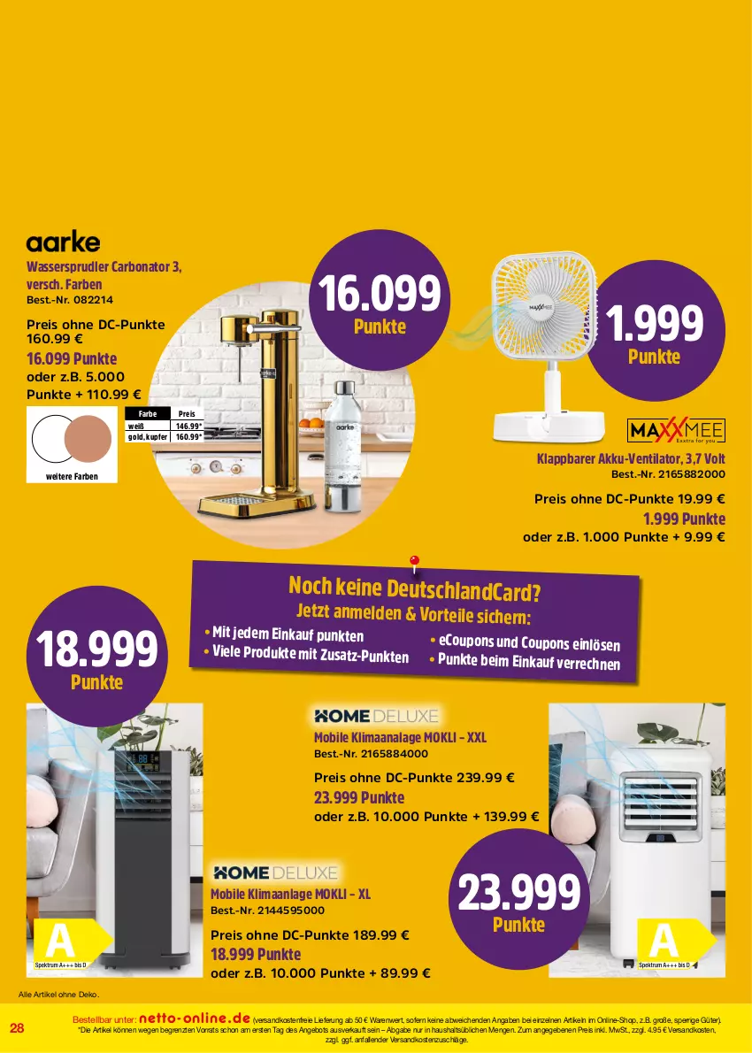 Aktueller Prospekt Netto Marken-Discount - Online-Angebote August - von 01.08 bis 31.08.2022 - strona 28 - produkty: akku, angebot, Bona, coupon, coupons, deutschlandcard, eis, ndk, reis, Ti, ventilator, versandkostenfrei, wasser, wassersprudler, ZTE