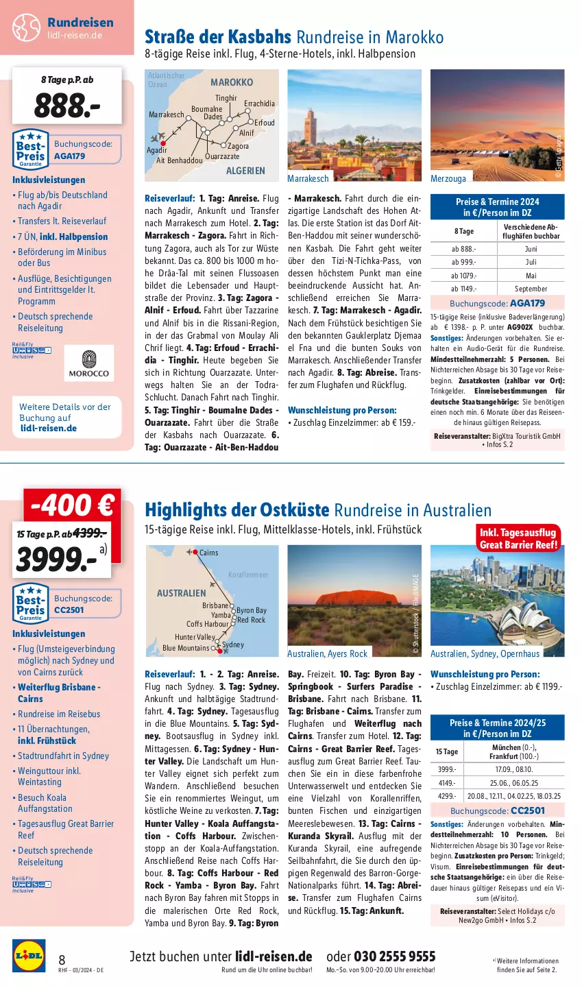 Aktueller Prospekt Lidl - März Reise-Highlights - von 28.02 bis 31.03.2024 - strona 8 - produkty: asti, auer, aust, Bad, Brei, buch, decke, eis, fisch, fische, gin, Heu, inklusivleistungen, LG, reis, reiseveranstalter, reiseverlauf, ring, rwe, Skyr, Surf, Ti, tisch, uhr, wasser, wein, weine