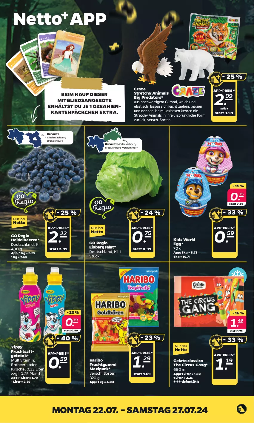 Aktueller Prospekt Netto - Woche 30 - von 22.07 bis 27.07.2024 - strona 4 - produkty: angebot, angebote, asti, beere, beeren, classico, eis, eisbergsalat, erdbeere, frucht, fruchtgummi, fruchtsaft, fruchtsaftgetränk, getränk, haribo, heidelbeere, heidelbeeren, kirsch, kirsche, reis, sac, saft, salat, Ti, tisch, vita