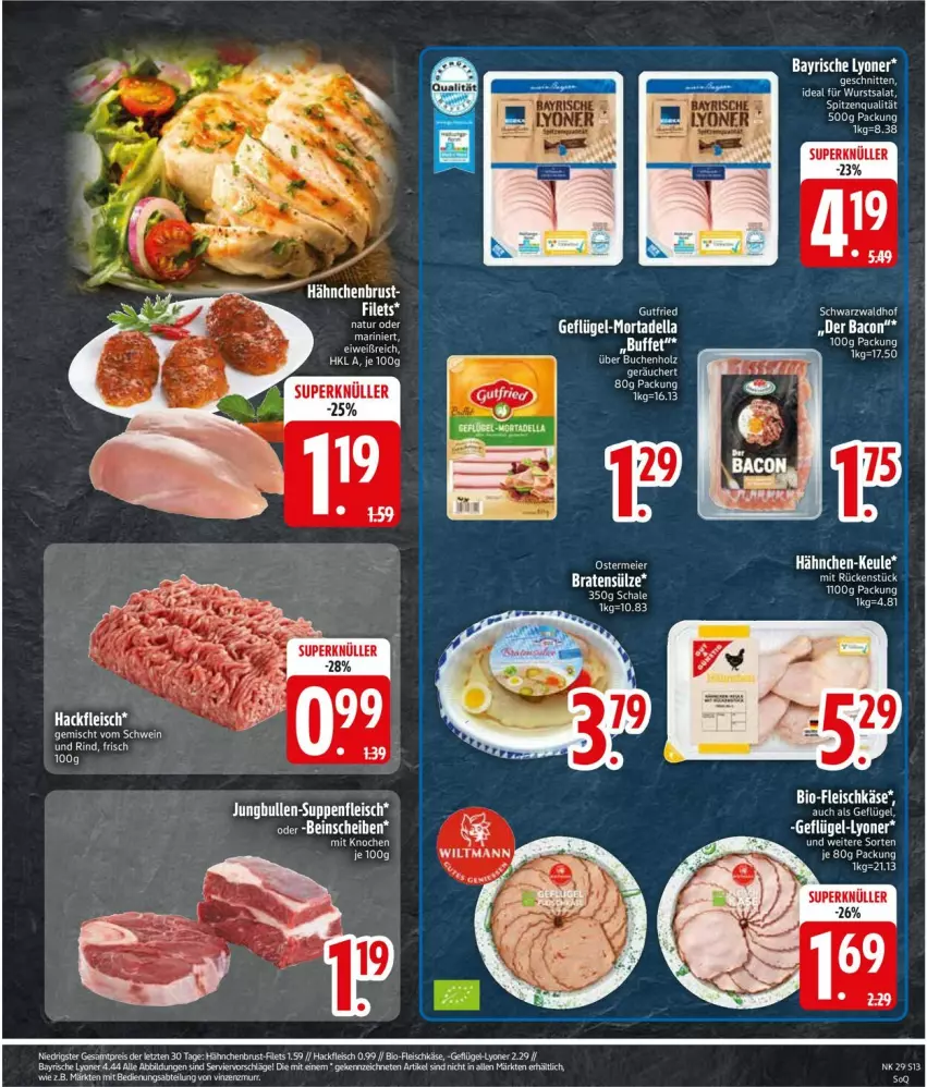 Aktueller Prospekt Edeka - Prospekte - von 13.07 bis 18.07.2026 - strona 15 - produkty: bio, dell, eis, ente, filet, filets, fleisch, fleischkäse, Geflügel, hackfleisch, hähnchenbrust, Käse, lyoner, mortadella, reis, rind, Schal, Schale, schwein, schwein und rind, spitzenqualität, Ti, vom schwein und rind, wein, Yo, ZTE